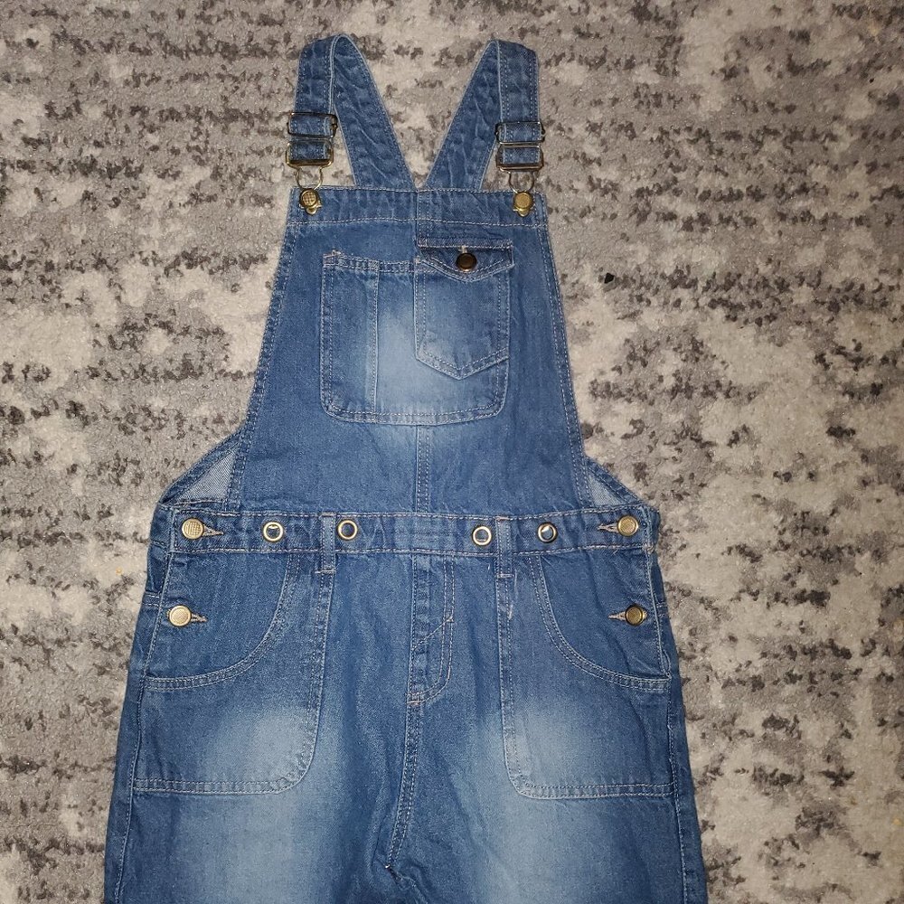 Girls Denim Short Overalls || sz 14/16  || EUC